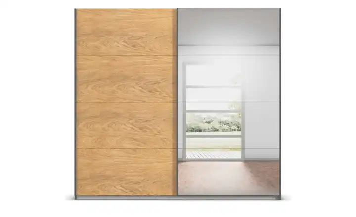 Schwebetürenschrank mit Spiegel 226 cm Dunkelgrau