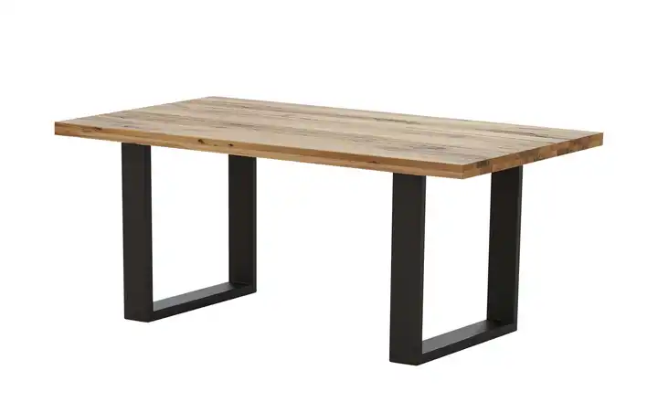 Woodford Massivholztisch Pantheon Wildeiche Kufen (U-förmig) Anthrazit gerade Tischkante 190 cm