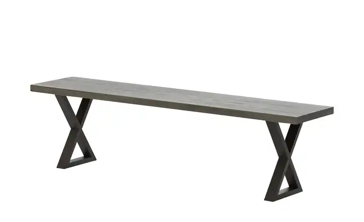Woodford Massivholzbank Pantheon Kufen (X-förmig) Eiche Grau Anthrazit, lackiert 210 cm