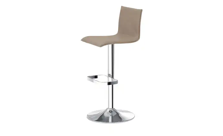 Barhocker Mikrofaser Hellbraun verchromt, glänzend