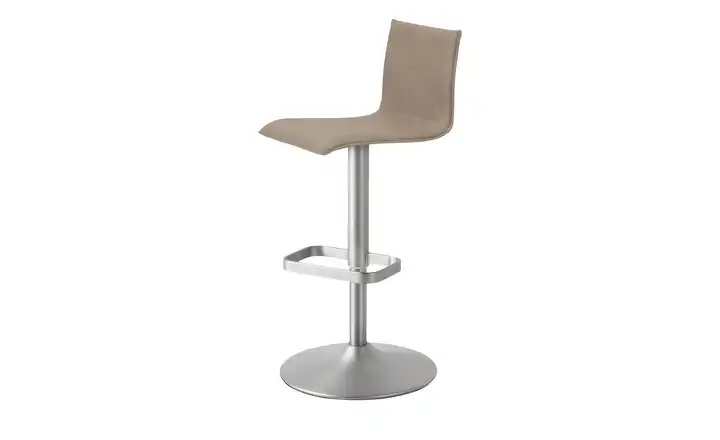 Barhocker Mikrofaser Hellbraun verchromt, matt
