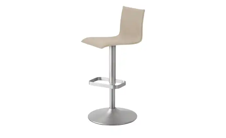 Barhocker Mikrofaser Beige verchromt, matt