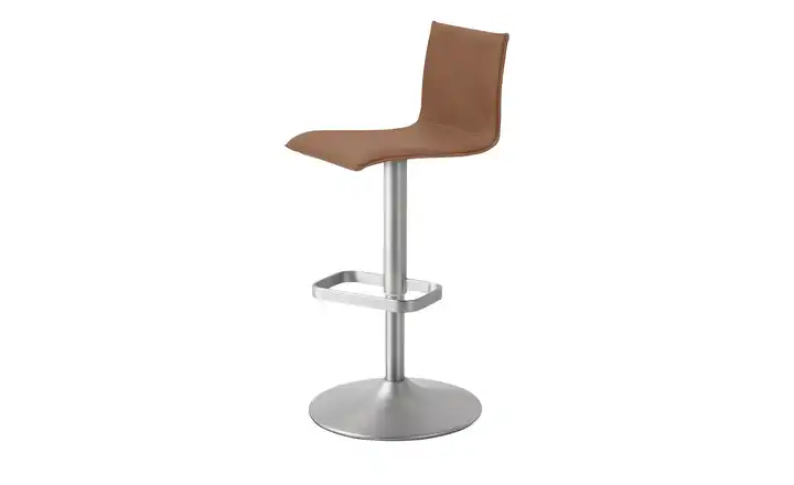 Barhocker Mikrofaser Cognacbraun verchromt, matt