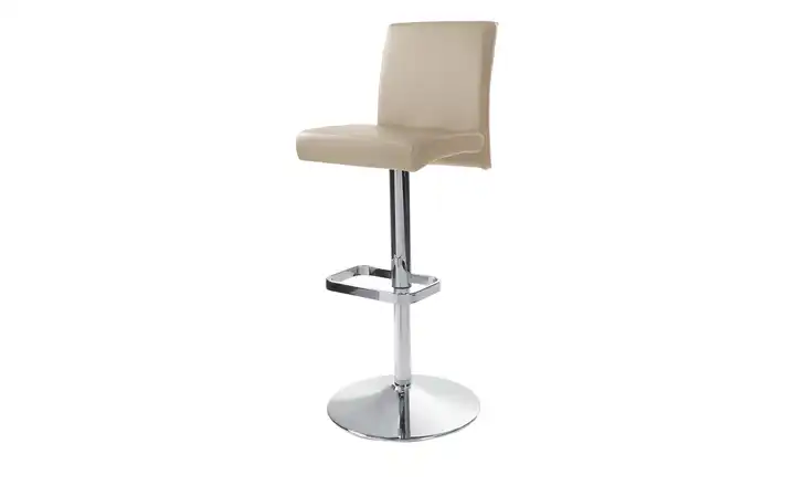 Barhocker Mikrofaser Beige verchromt, glänzend