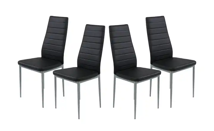 Polsterschwingstuhl 4er-Set Schwarz 4er Set
