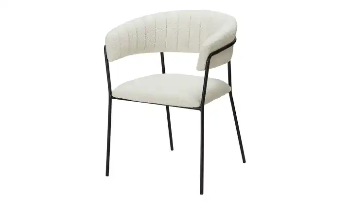 Bouclé-Polsterstuhl Offwhite