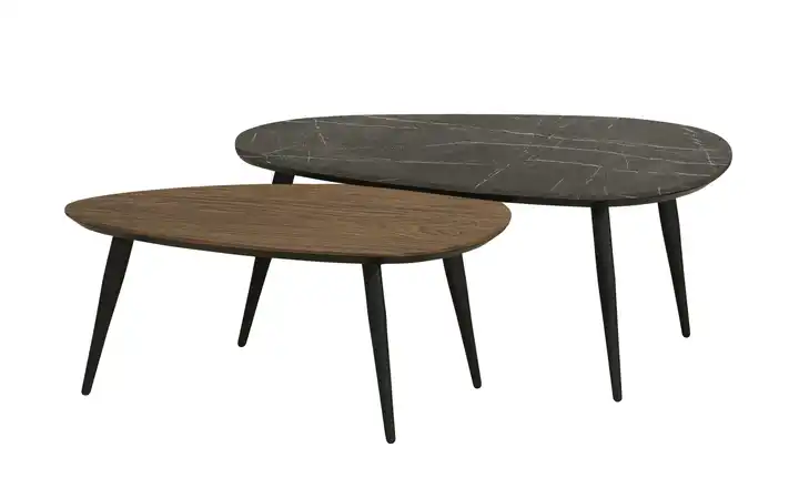 Primo Couchtisch 2er Set XL Eiche (Nachbildung), Haselnussbraun, Marmoroptik, Grau