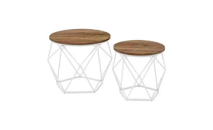 Couchtisch 2er-Set 50x50 Farbe Gestell: Weiss Braun
