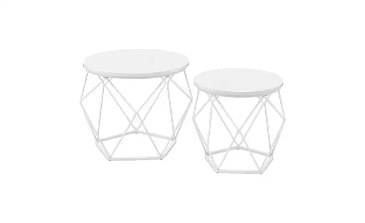 Couchtisch 2er-Set 48.2x48.2 Farbe Gestell: Weiss Weiß