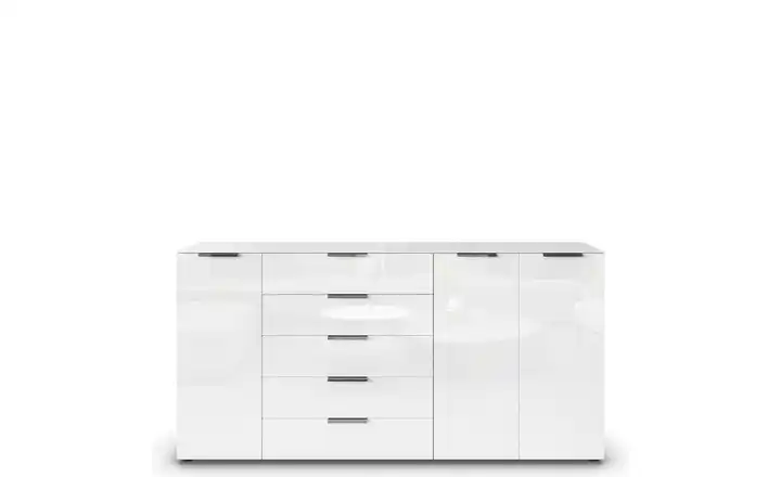 Sideboard Flipp verchromt Weiß, Eiche Artisan (Nachbildung)