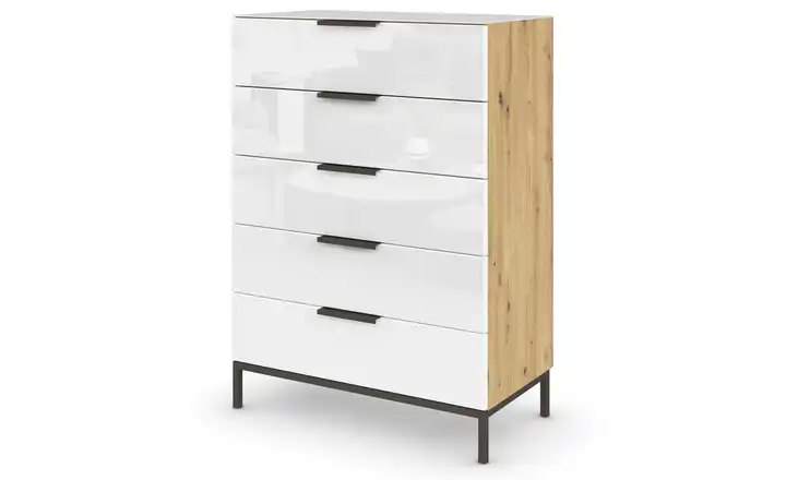 Kommode 80 cm Graphit Weiß, Eiche Artisan (Nachbildung)