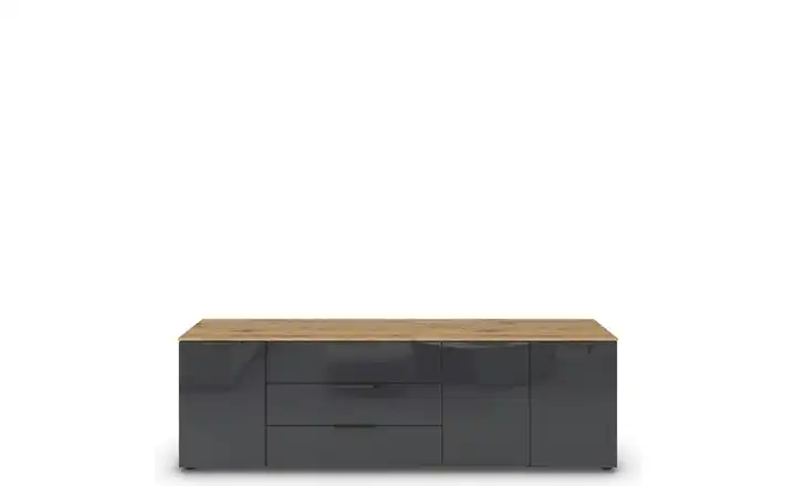 Sideboard Basaltgrau, Eiche Artisan (Nachbildung) Front: Glas, Oberboden: Dekor Basaltgrau, Eiche Artisan (Nachbildung) Graphit