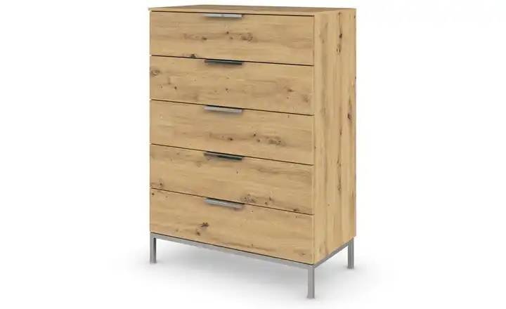 Kommode Eiche Artisan (Nachbildung) Front: Dekor, Oberboden: Dekor 80 cm verchromt