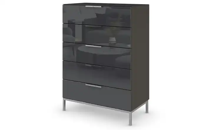 Kommode 80 cm verchromt Basaltgrau, Graphit
