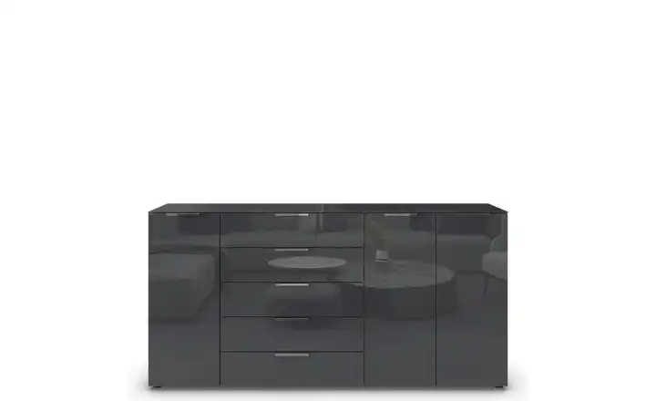 Sideboard Flipp verchromt Basaltgrau, Eiche Artisan (Nachbildung)