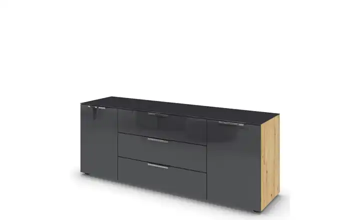 Sideboard Flipp verchromt Basaltgrau, Eiche Artisan (Nachbildung)