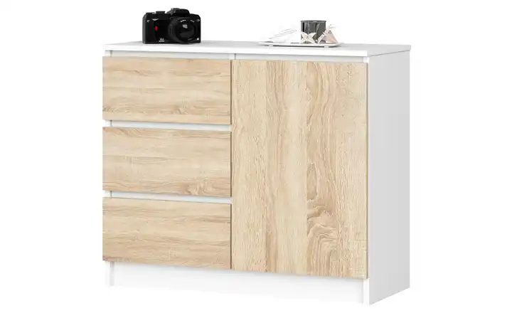 Kommode Weiß, Eiche Sonoma (Nachbildung)
