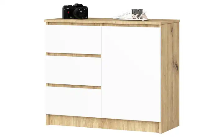 Kommode Eiche Artisan (Nachbildung), Weiß