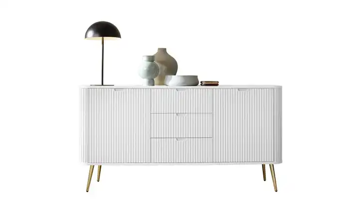 Sideboard Weiß, Goldfarben