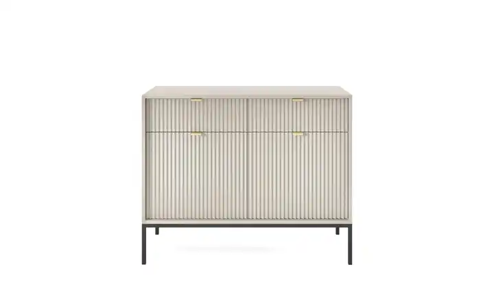 Sideboard 104 cm Beige, Schwarz 2 Stück