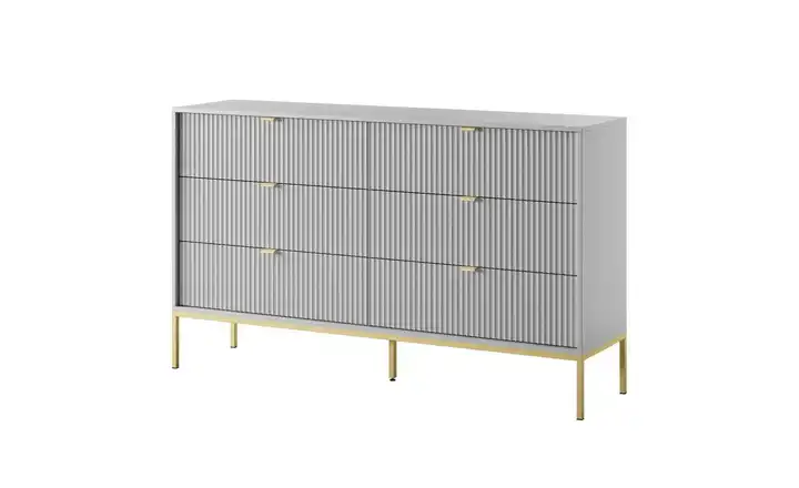 Kommode Grau, Goldfarben