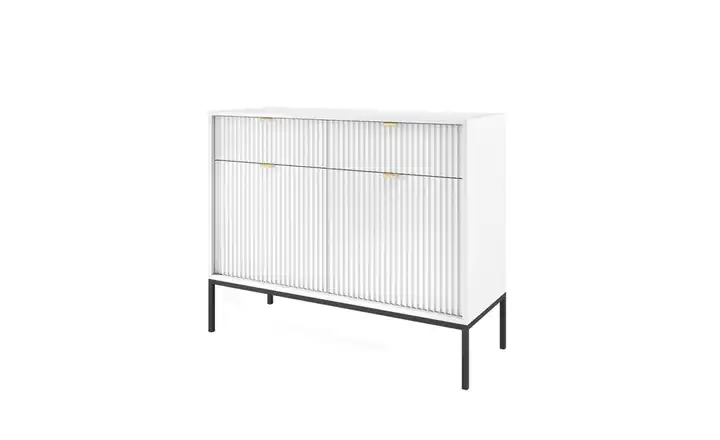 Sideboard 104 cm Weiß, Schwarz 2 Stück