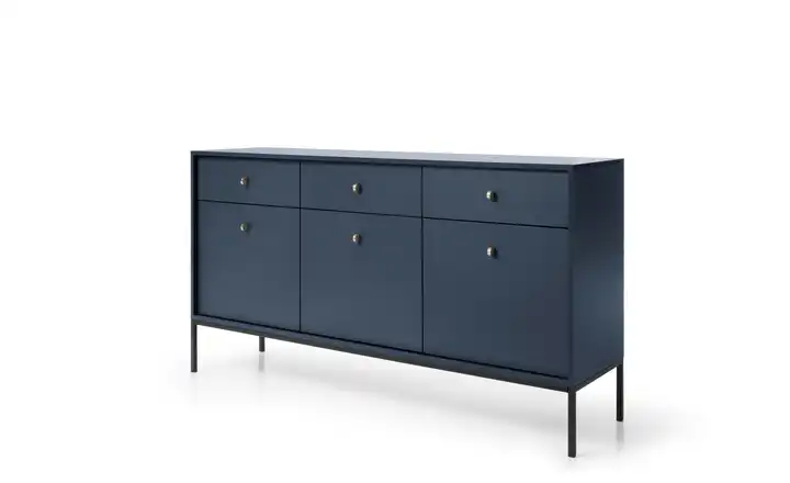 Sideboard 153,4 cm Dunkelblau, Schwarz 3 Stück