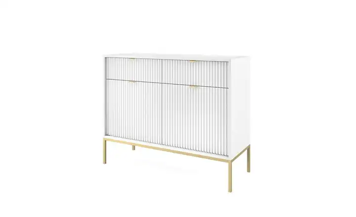 Sideboard 104 cm Weiß, Goldfarben 2 Stück
