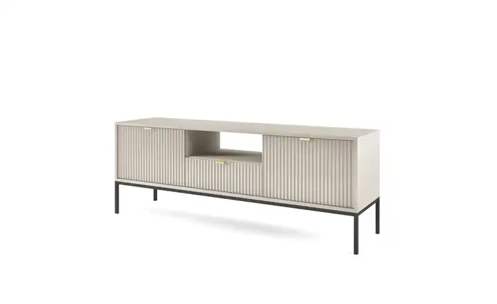 Lowboard Beige, Schwarz, Goldfarben