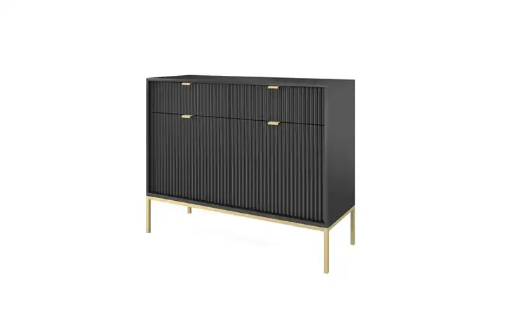 Sideboard 104 cm Schwarz, Goldfarben 2 Stück