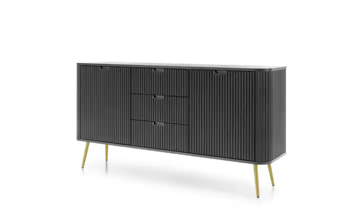 Sideboard Schwarz, Goldfarben