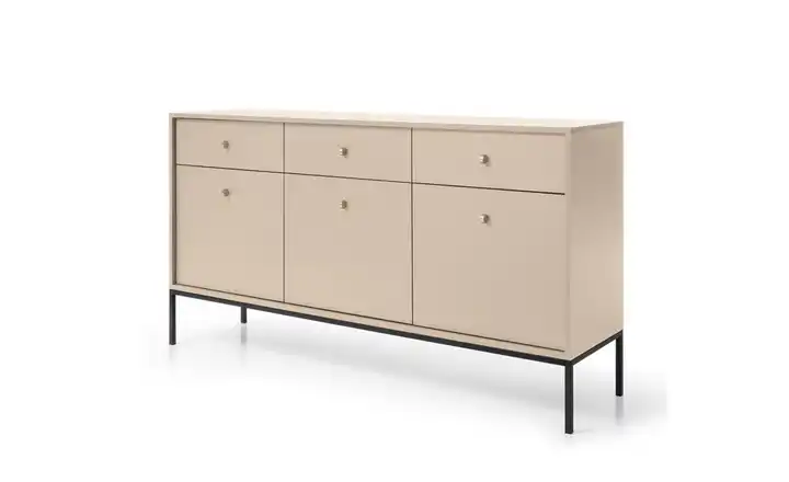 Sideboard 153,4 cm Beige, Schwarz 3 Stück