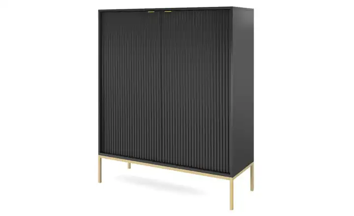 Highboard Schwarz Goldfarben
