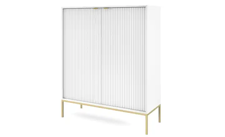 Highboard Weiß Goldfarben