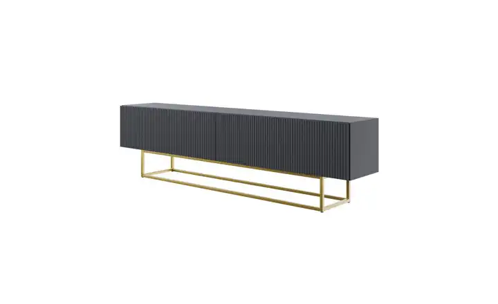 Lowboard Schwarz Goldfarben