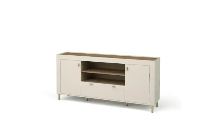 Sideboard ohne Kamin Beige, Eiche, Goldfarben