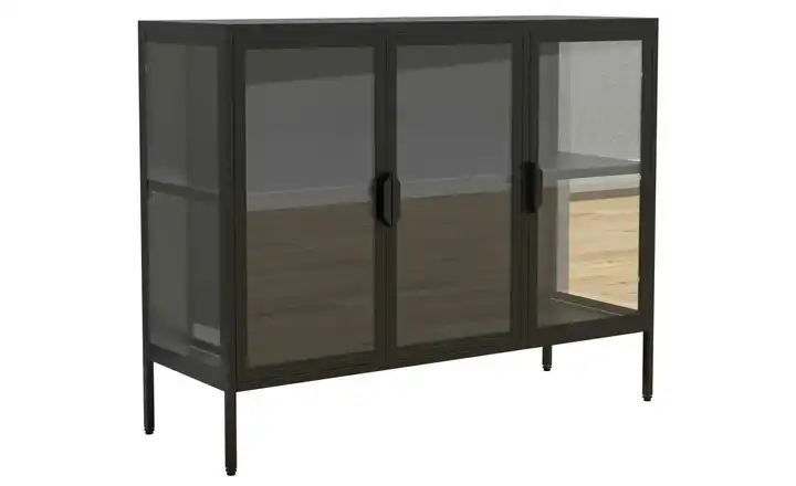 Standvitrine 80 cm 100 cm Schwarz 3 Stück
