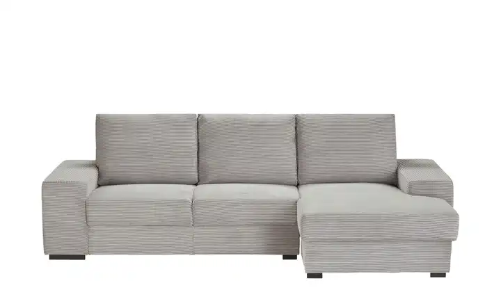 Ecksofa Hellgrau rechts Cordstoff