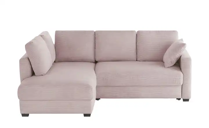 bobb Ecksofa mit Boxspringpolsterung links Rosa Cordstoff
