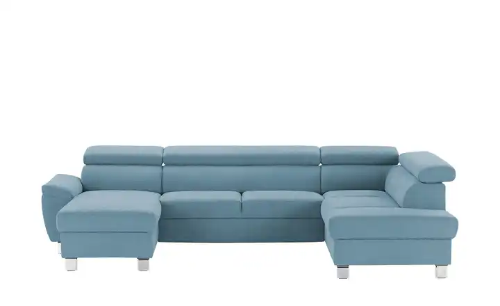 Primo Wohnlandschaft aus Mikrofaser Avola Blau rechts Grundfunktion