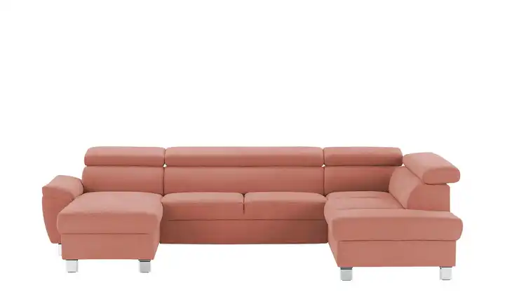 Primo Wohnlandschaft aus Mikrofaser Avola Korallenrot rechts Grundfunktion