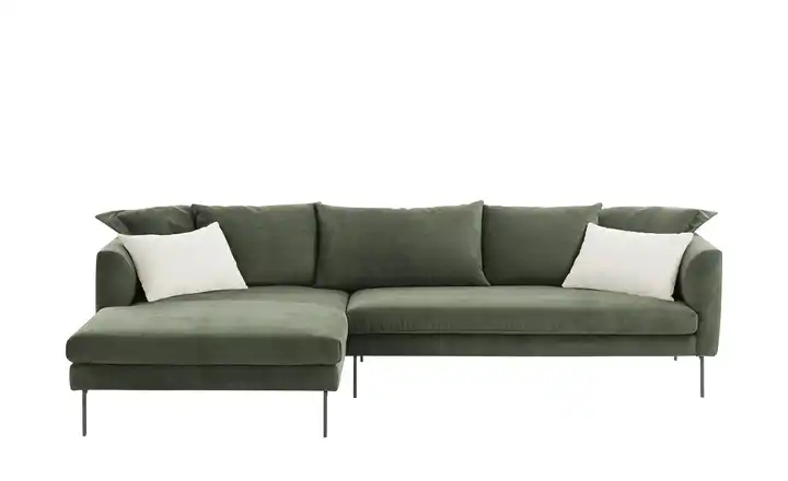 Gray & Jones Ecksofa aus Cord links Olivgrün