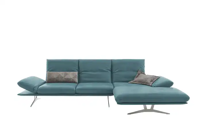 KOINOR Ecksofa Echtleder Francis Türkis/Petrol rechts