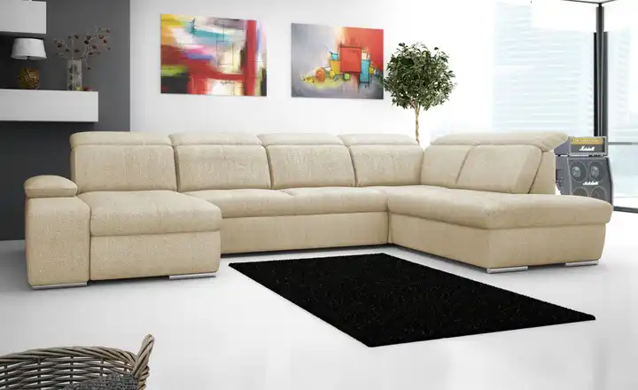 Twist Wohnlandschaft aus Flachgewebe Avilla Cappuccino rechts Grundfunktion