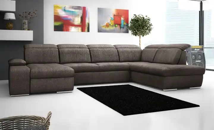 Twist Wohnlandschaft aus Flachgewebe Avilla Braun rechts Grundfunktion