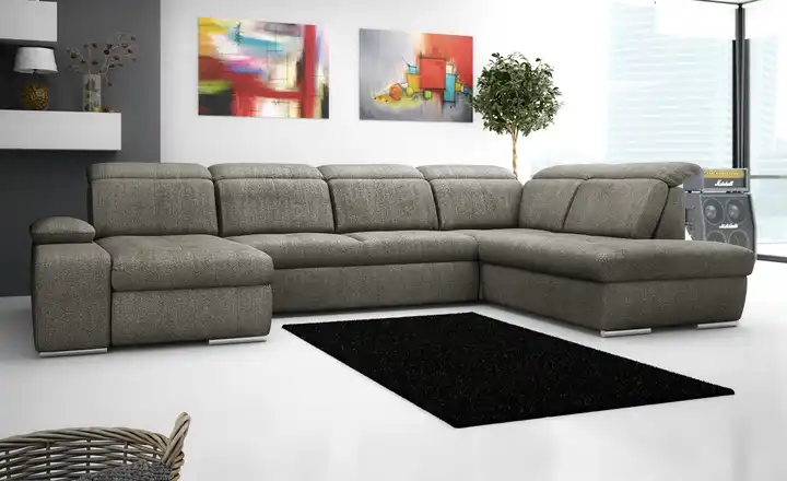 Twist Wohnlandschaft aus Flachgewebe Avilla Schlamm rechts Grundfunktion