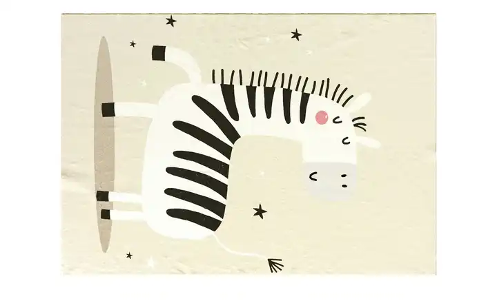 KJUT Kinderteppich 140x200 cm Beige, Weiß, Schwarz