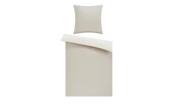 como Satin Wende-Bettwäsche Satin Piping Wollweiß 200x200 cm, 80x80 cm