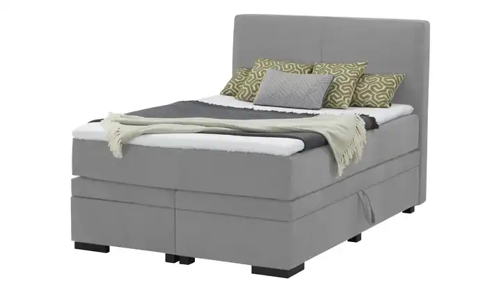 Boxi Boxspringbett mit Bettkasten Boxi Classic Hellgrau 140 cm Kaltschaumkern Velours H4 & H5
