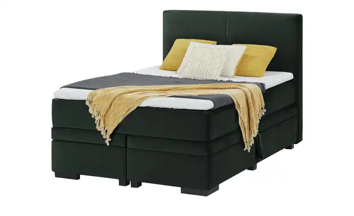 Boxi Boxspringbett mit Bettkasten Boxi Classic Smaragdgrün 140 cm Kaltschaumkern Samt H4 & H5